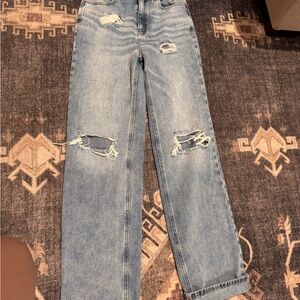 PacSun Light Blue Distressed Straight Leg Jeans